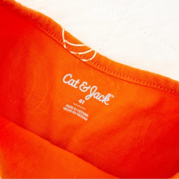 4T Cat & Jack Kids Orange Pumpkin Print Casual Long Sleeve Dress - Picture 2 of 3